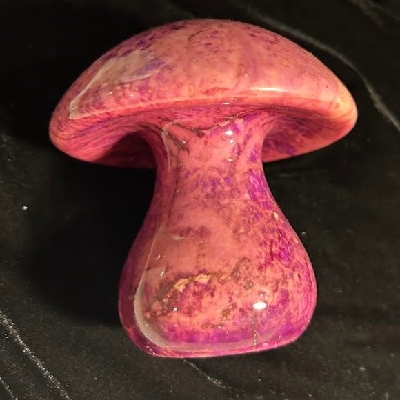 Vintage Alabaster Hand Carved Mushroom Made in Italy Purple Stone Figurine - Picture 4 of 8